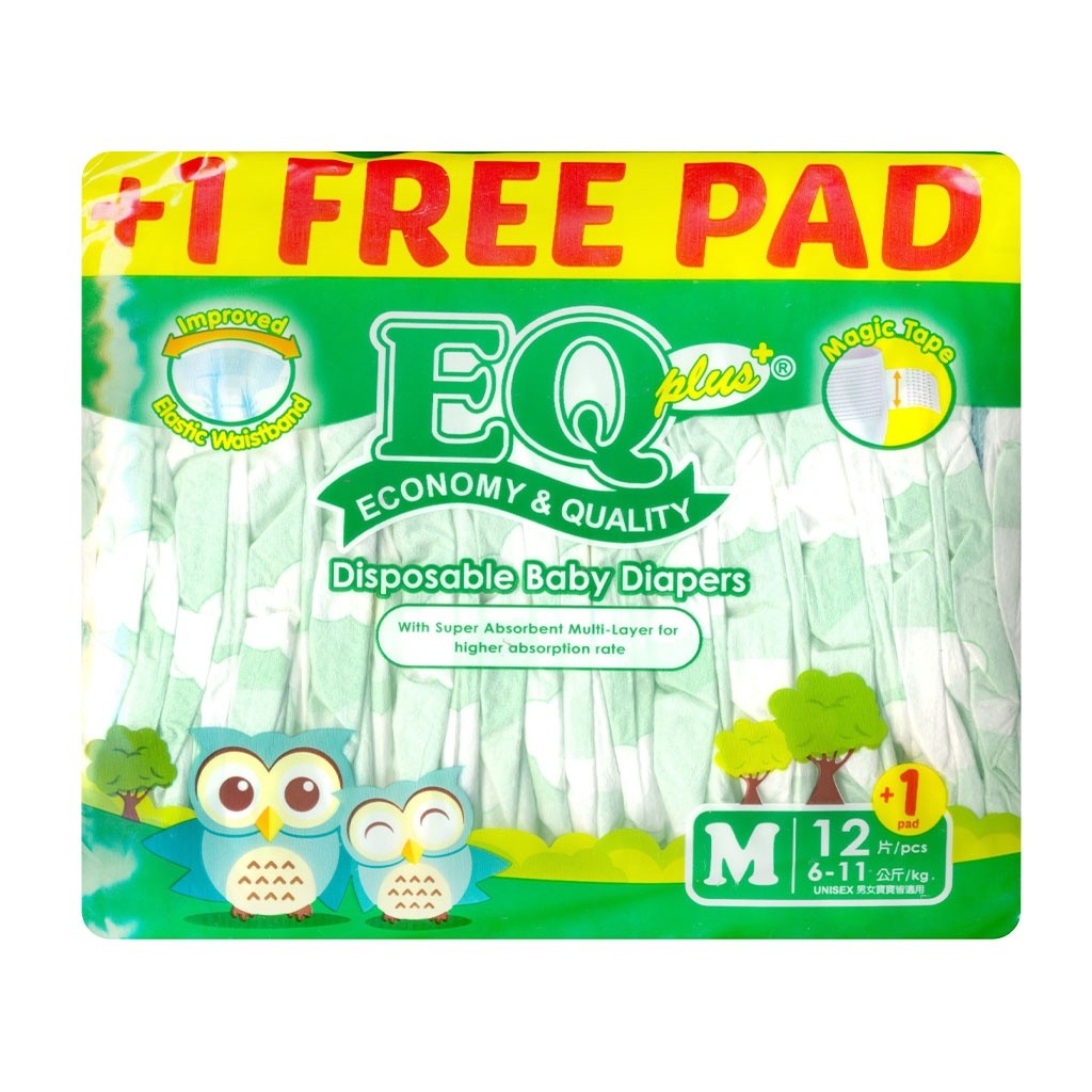 EQ Plus Tape Baby Diapers Budget Pack Medium 12