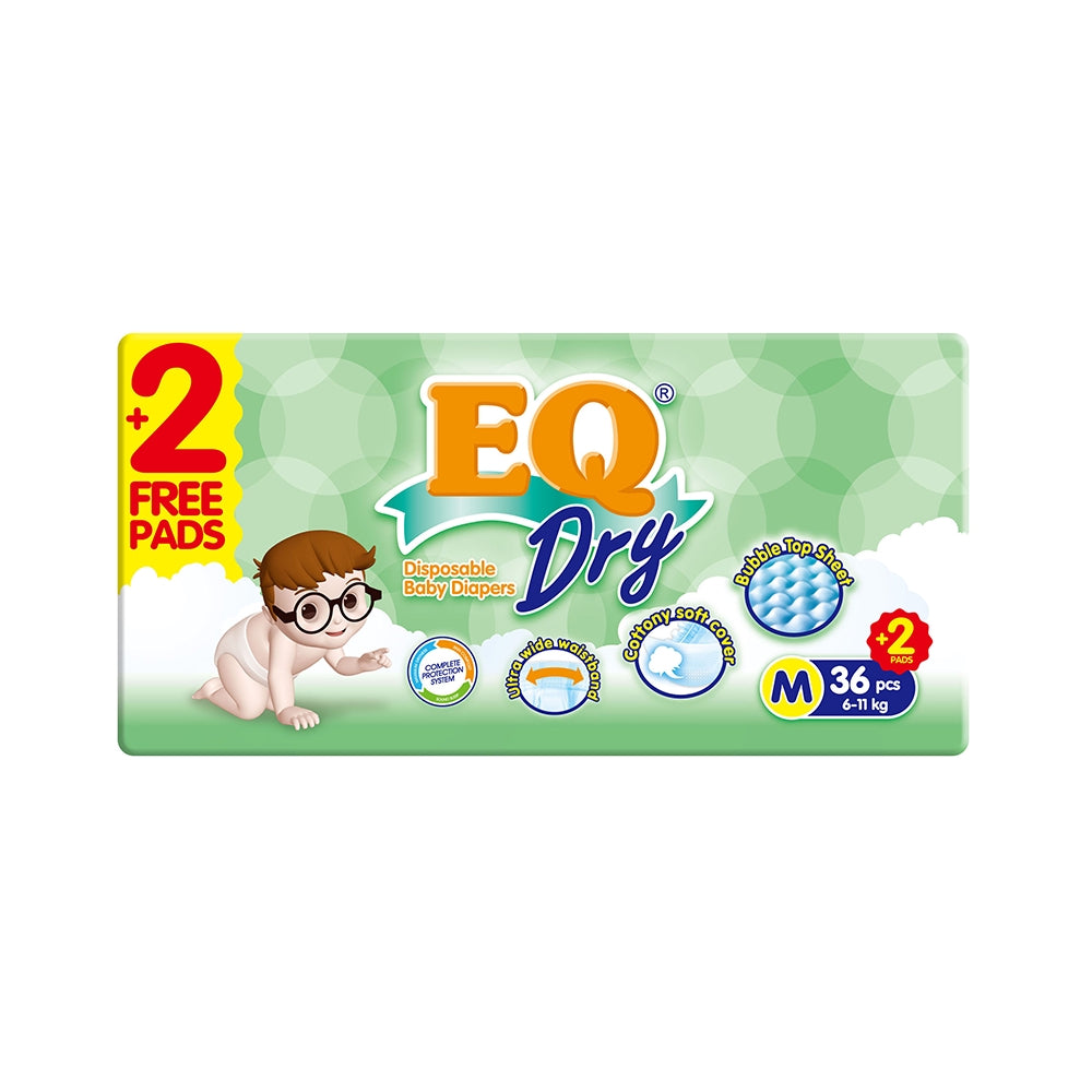 EQ Dry Tape Baby Diapers Econo Pack Medium 36