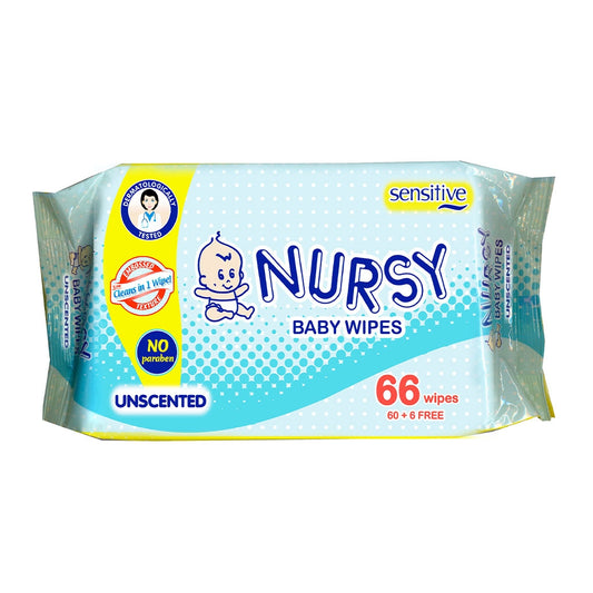 Nursy Baby Wipes Unscented 66 Sheets