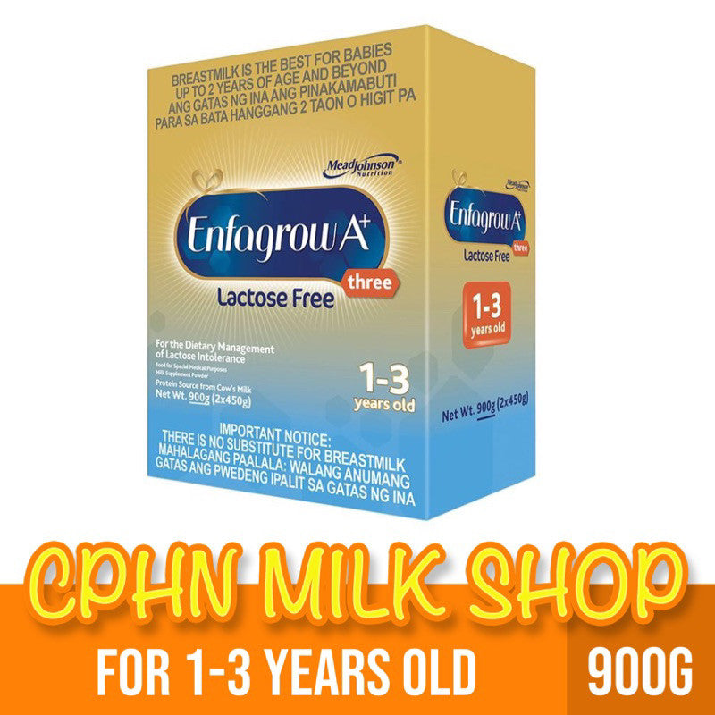 Enfagrow A+ Three Lactose Free 900g for 1-3 Years Old for Dietary Management of Lactose Intolerenace