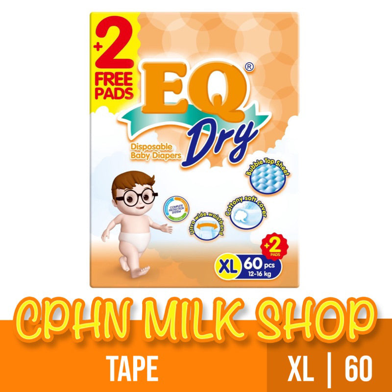 EQ Dry Tape Baby Diapers Mega Pack XL 60