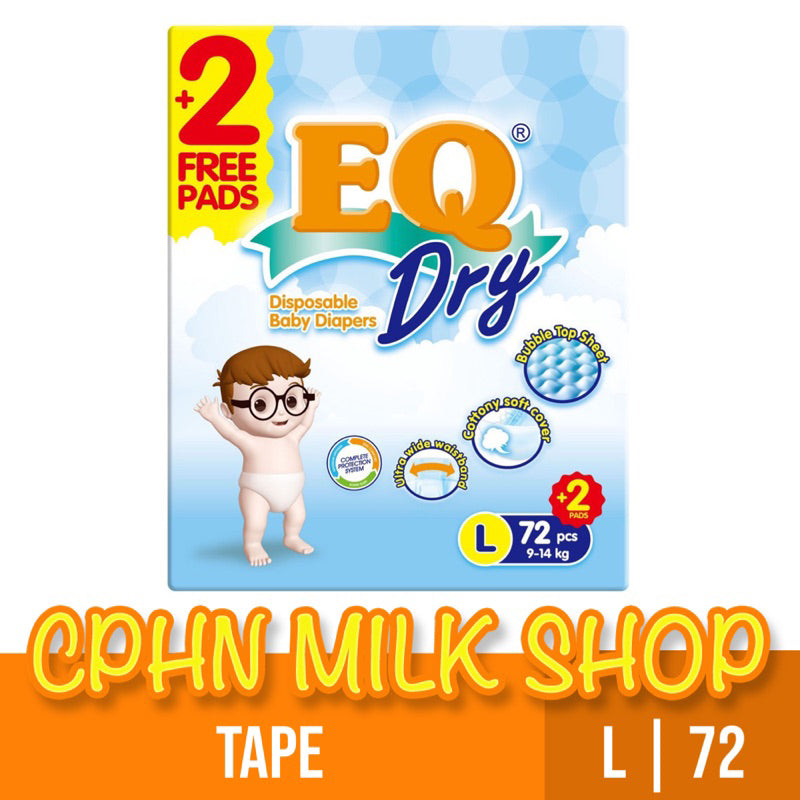 EQ Dry Tape Baby Diapers Mega Pack Large 72