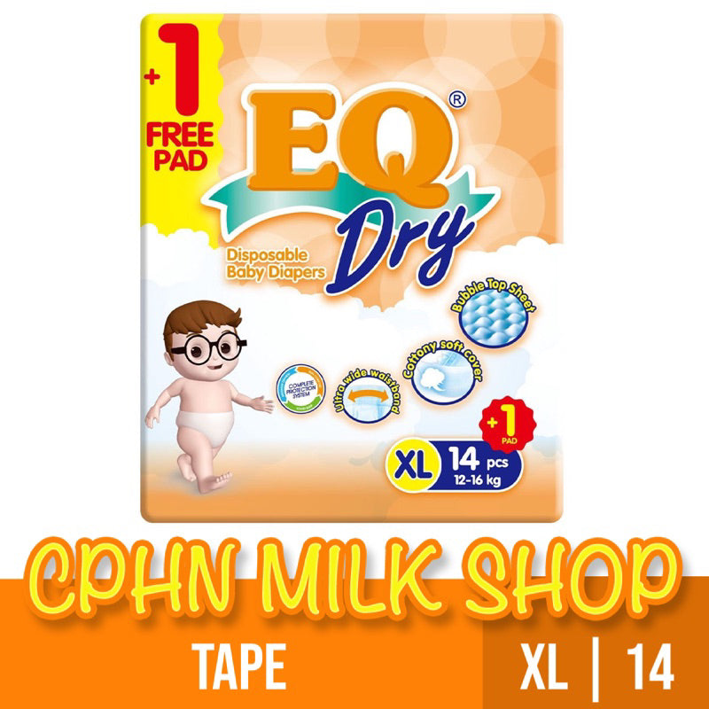 EQ Dry Tape Baby Diapers Travel Pack XL 14