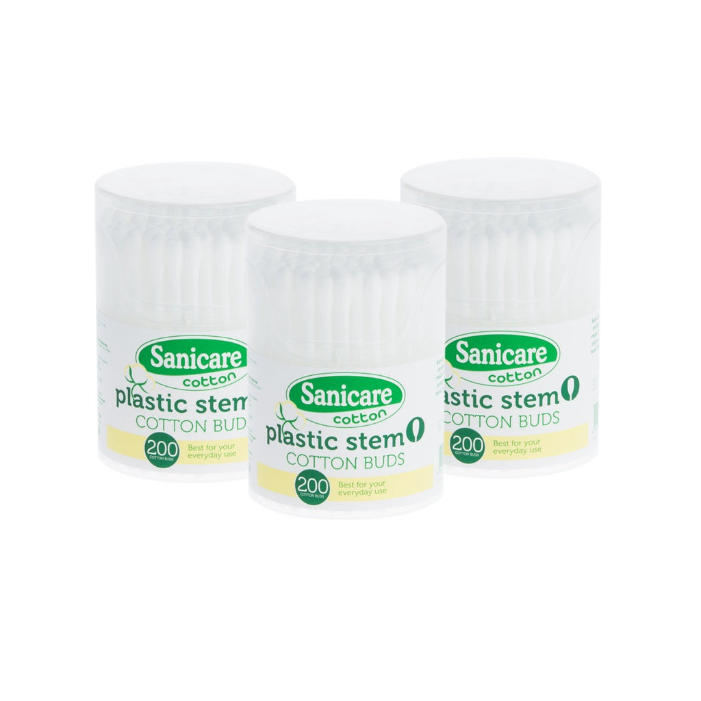 Sanicare Plastic Stem Cotton Buds 200 Tips in Canister