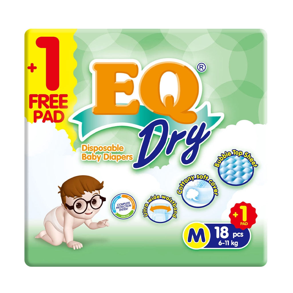 EQ Dry Tape Baby Diapers Travel Pack Medium 18