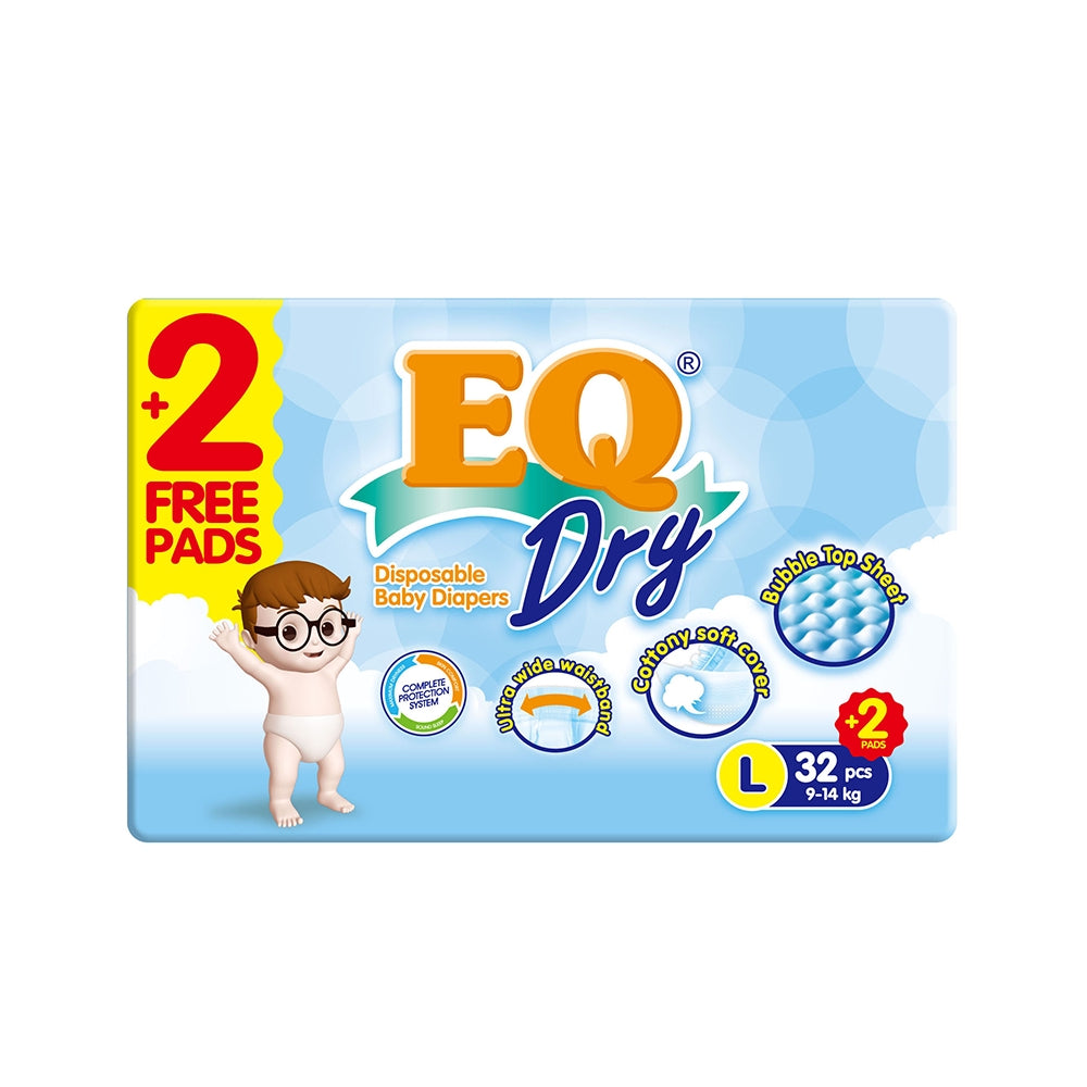 EQ Dry Tape Baby Diapers Econo Pack Large 32