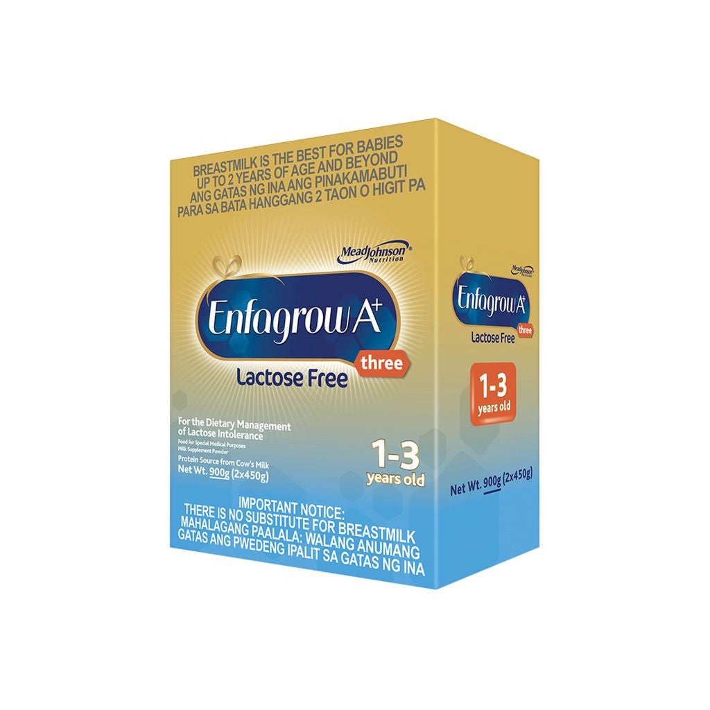Enfagrow A+ Three Lactose Free 900g for 1-3 Years Old for Dietary Management of Lactose Intolerenace