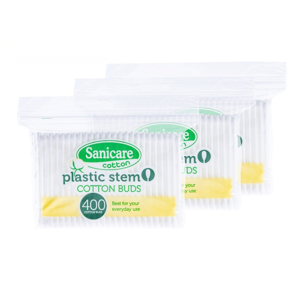 Sanicare Plastic Stem Cotton Buds 400 Tips