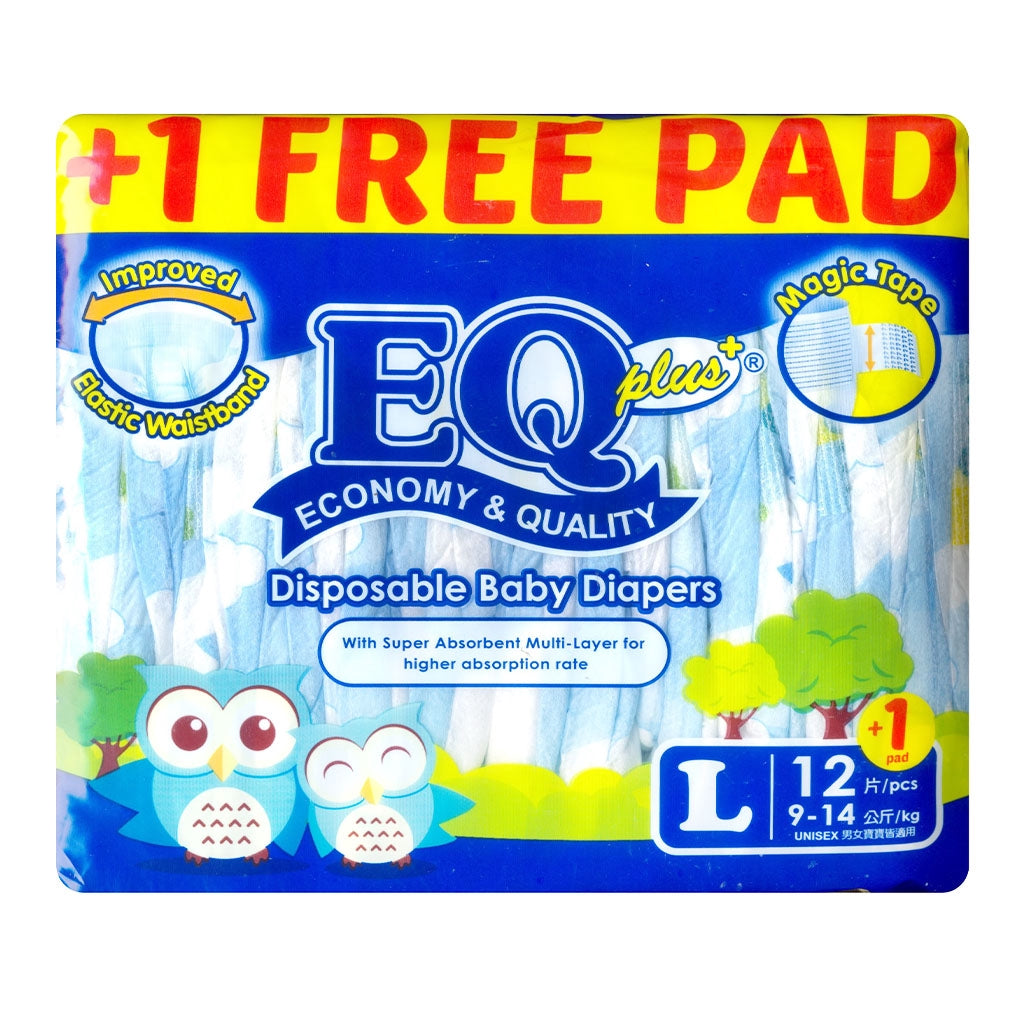 EQ Plus Tape Baby Diapers Budget Pack Large 12