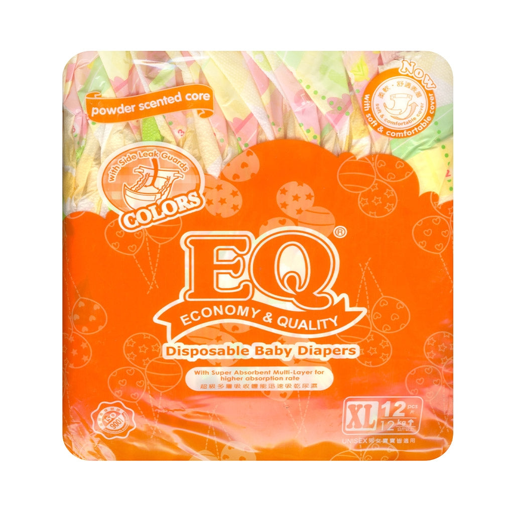 EQ Colors Tape Baby Diapers Budget Pack XL 12