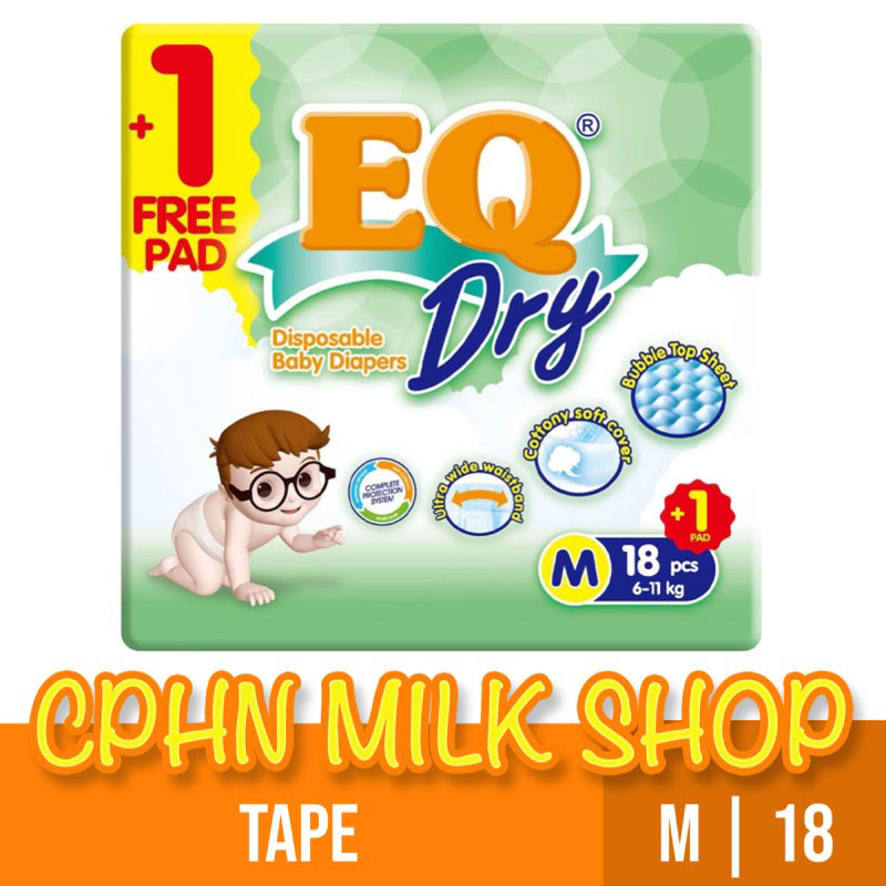 EQ Dry Tape Baby Diapers Travel Pack Medium 18