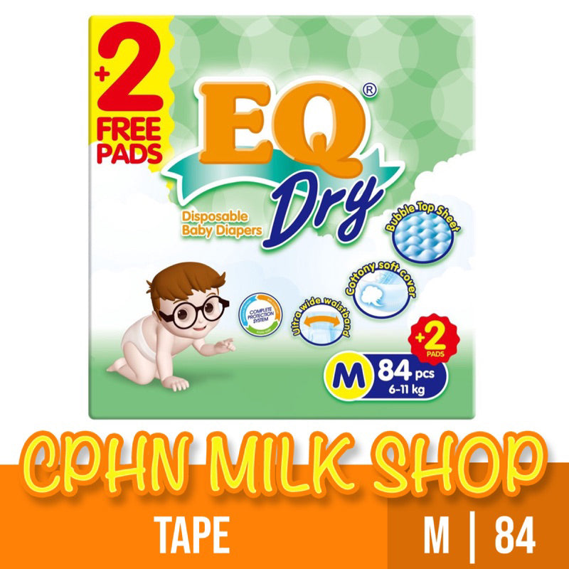 EQ Dry Tape Baby Diapers Mega Pack Medium 84