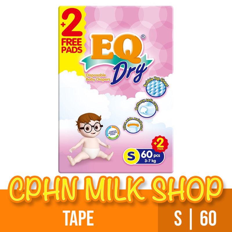 EQ Dry Tape Baby Diapers Jumbo Pack Small 60