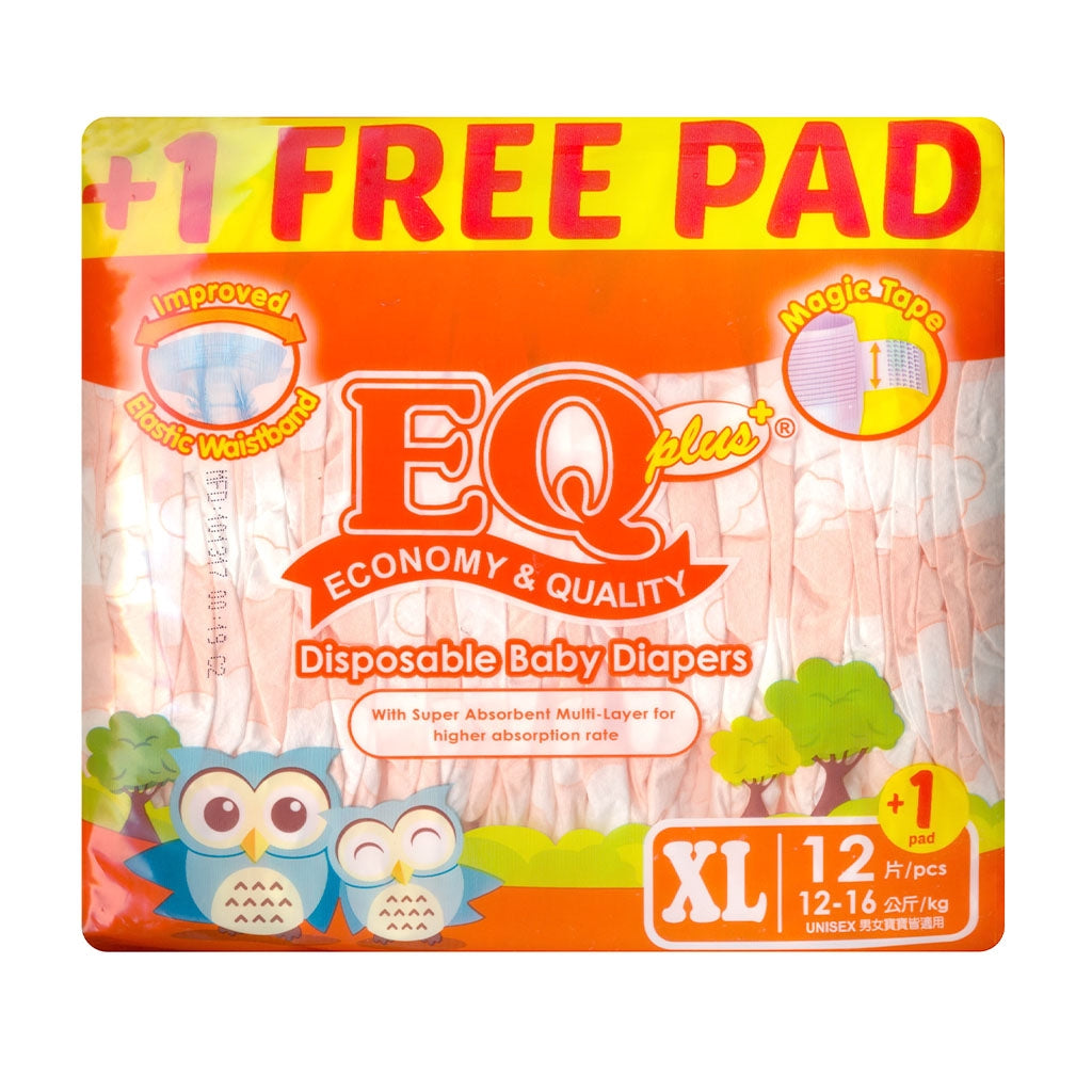 EQ Plus Tape Baby Diapers Budget Pack XL 12