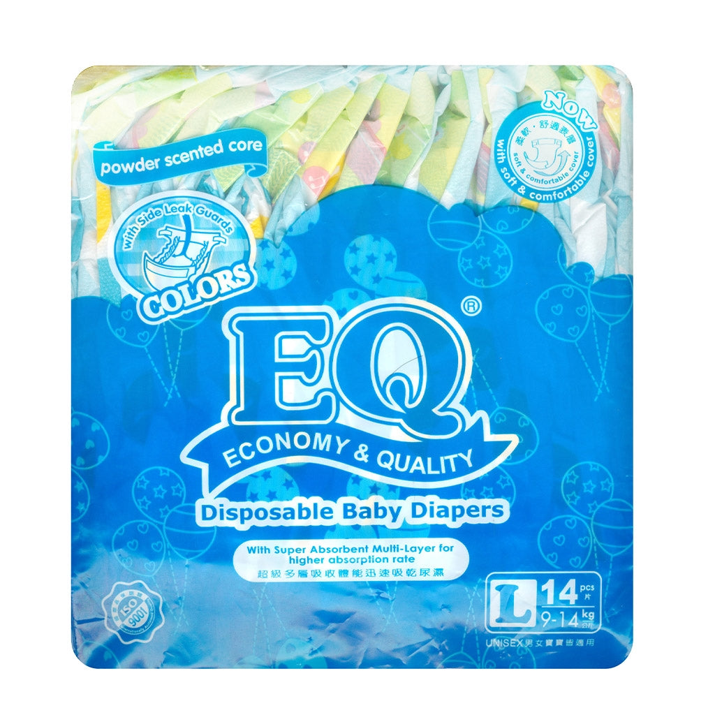 EQ Colors Tape Baby Diapers Budget Pack Large 14