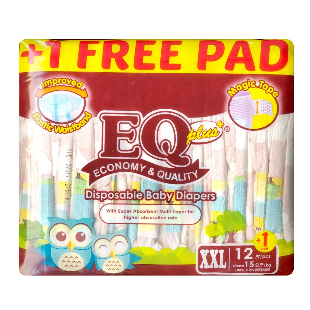 EQ Plus Tape Baby Diapers Budget Pack XXL 12