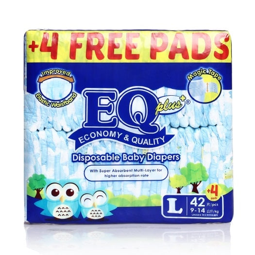 EQ Plus Tape Baby Diapers Jumbo Pack Large 42