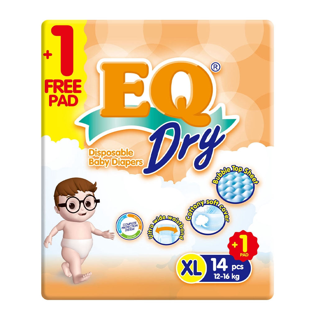 EQ Dry Tape Baby Diapers Travel Pack XL 14