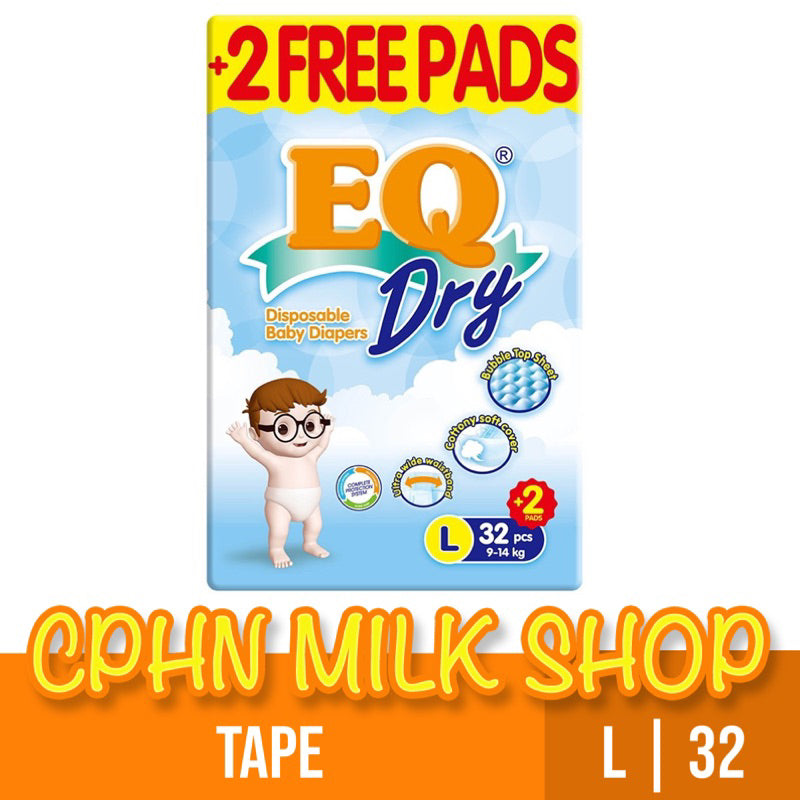 EQ Dry Tape Baby Diapers Econo Pack Large 32