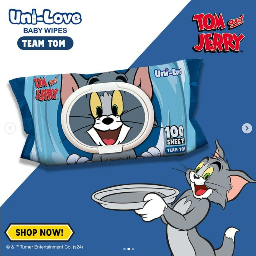 Uni-Love Tom and Jerry Wipes (Team Tom) 100's Pack of 1