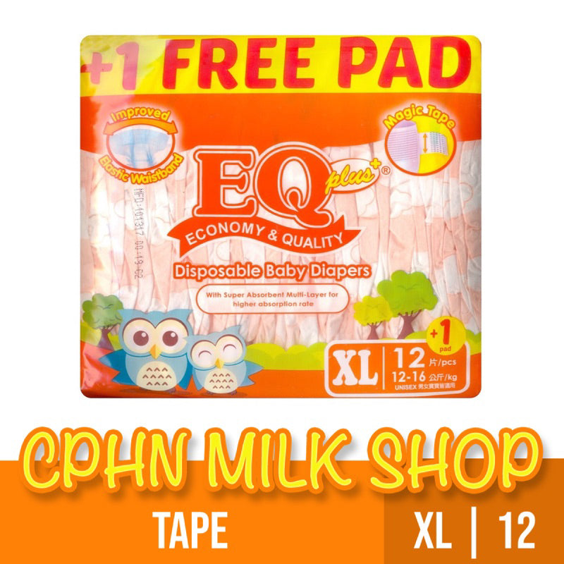 EQ Plus Tape Baby Diapers Budget Pack XL 12