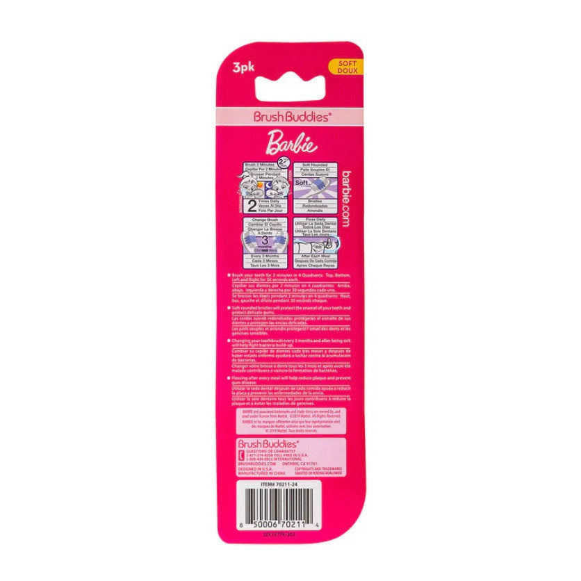 Brush Buddies Barbie 3PK Toothbrushes