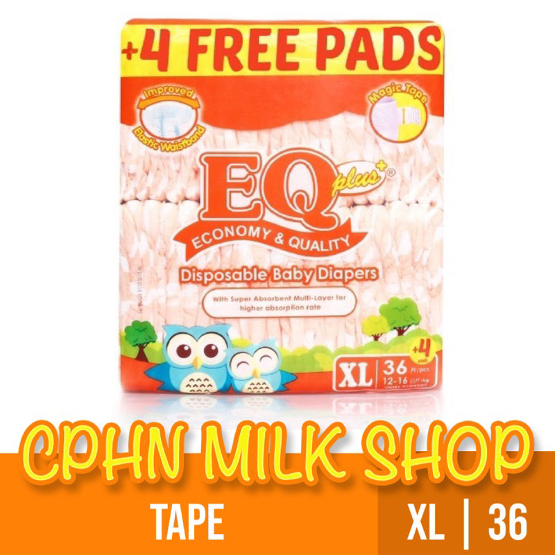 EQ Plus Tape Baby Diapers Jumbo Pack XL 36