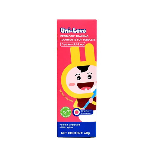 UniLove Probiotic Training Toothpaste - Strawberry Ice Cream (3+ Years Old) 60g Pack of 1