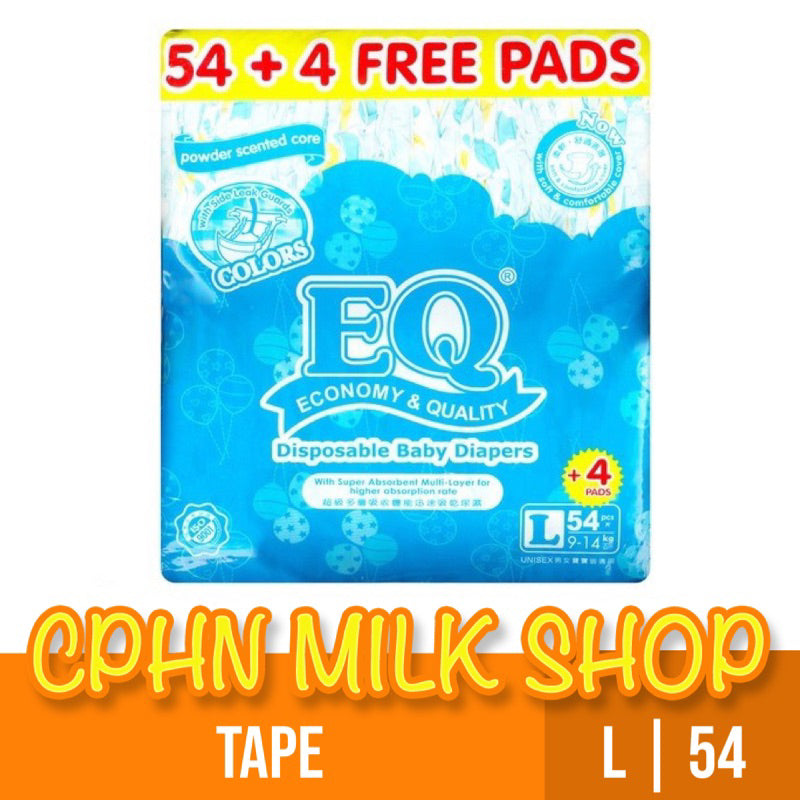EQ Colors Tape Baby Diapers Jumbo Pack Large 54
