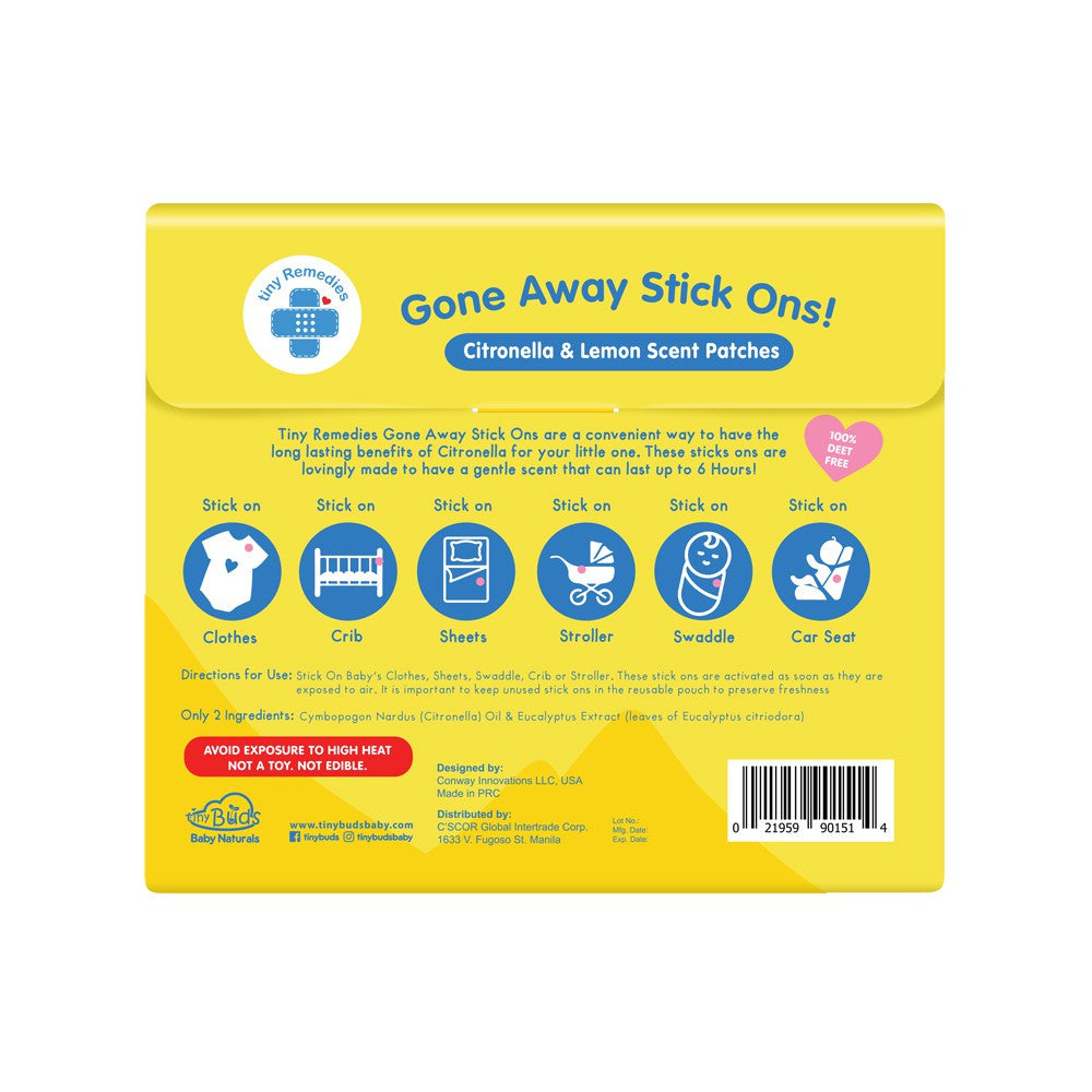 Tiny Buds Gone Away Stick Ons Gentle Citronella and Lemon Scent (24 Stickers)