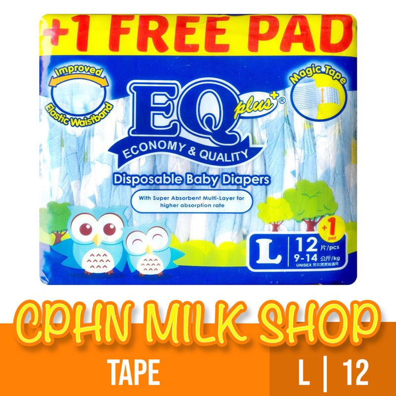 EQ Plus Tape Baby Diapers Budget Pack Large 12