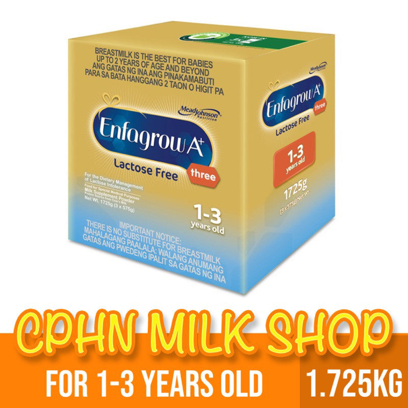 Enfagrow A+ Three Lactose Free 1.725kg for 1-3 Years Old Dietary Management of Lactose Intolerance