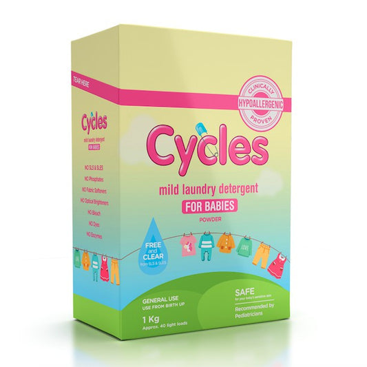 Cycles Baby Laundry Powder Detergent 1Kg - Hypoallergenic for Baby’s Sensitive Skin!
