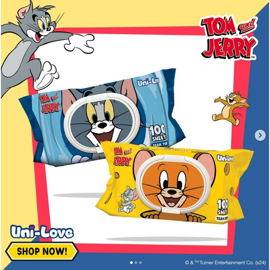 Uni-Love Tom and Jerry Wipes (Team Jerry) 100's Pack of 1