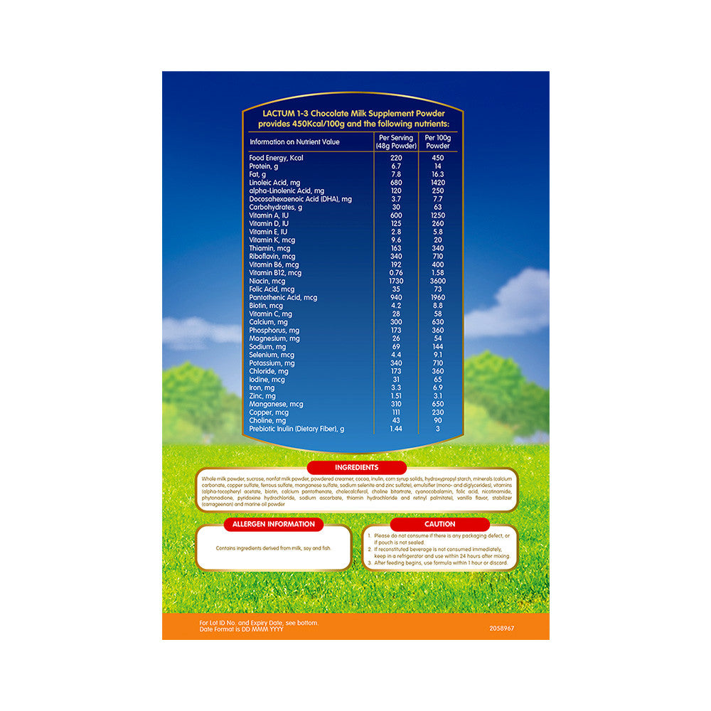 Lactum for 1-3 Years Old 1.15kg Chocolate Milk Supplement
