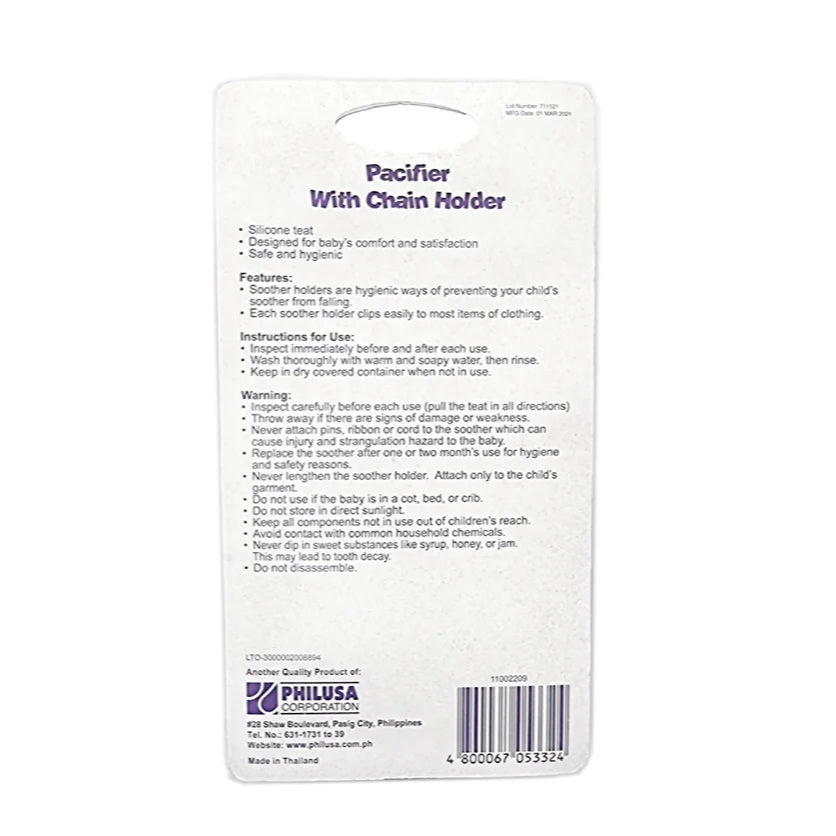 Babyflo Pacifier with Chain Holder (BLUE)