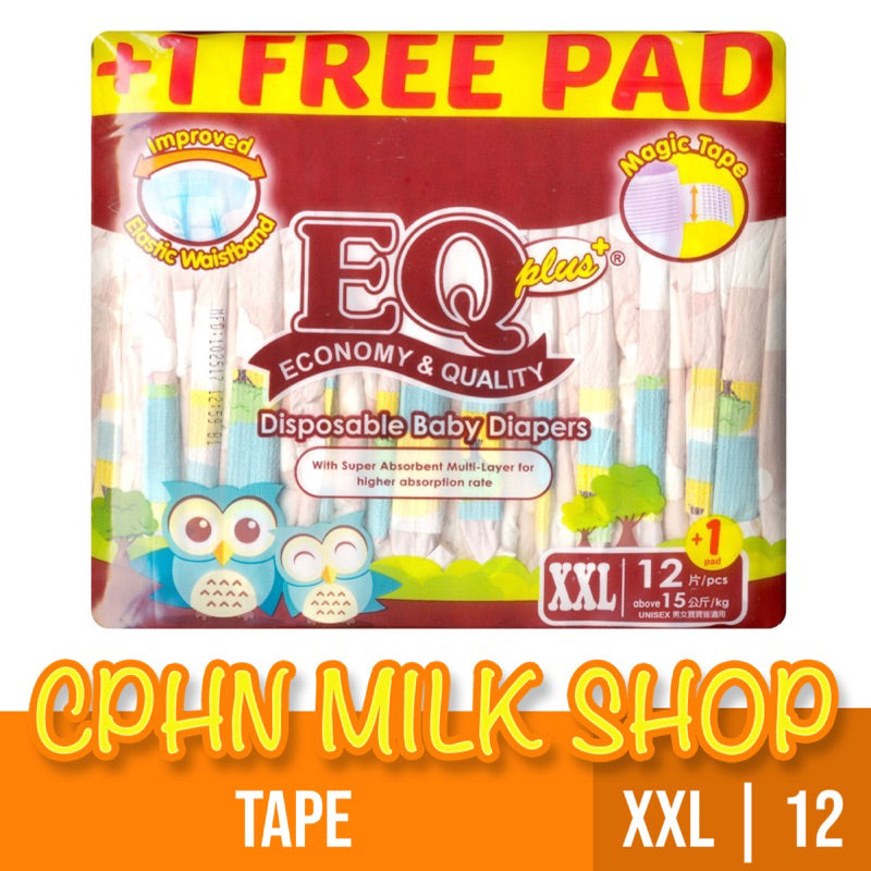 EQ Plus Tape Baby Diapers Budget Pack XXL 12