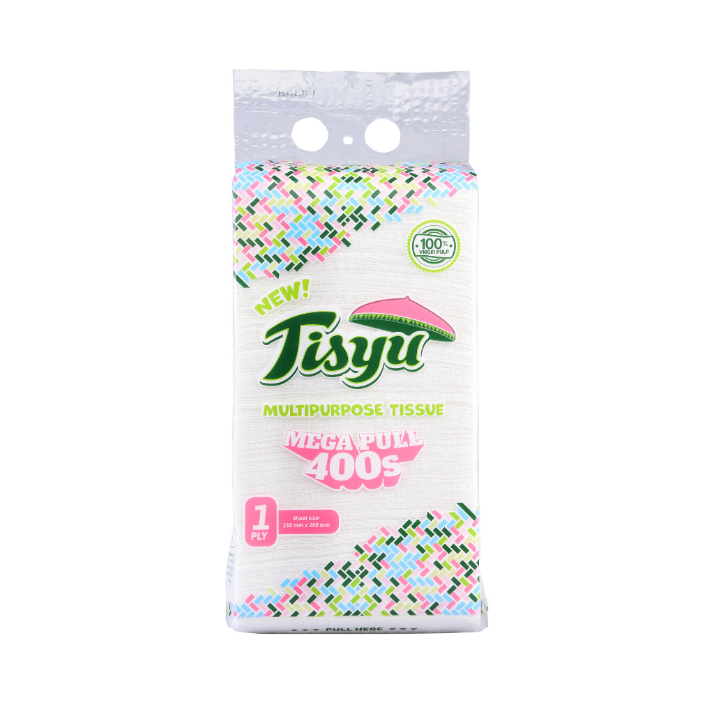 Tisyu Multi-Purpose Tissue Mega Pull 400-Pulls 1-ply 400 Sheets