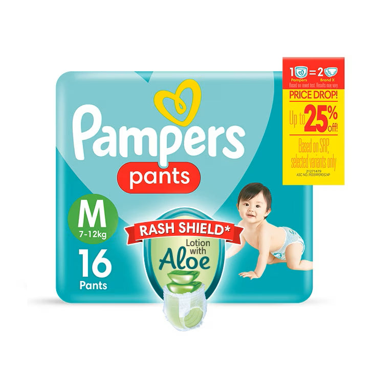 Pampers Baby Dry Pants Diapers with Rash Shield Medium 16