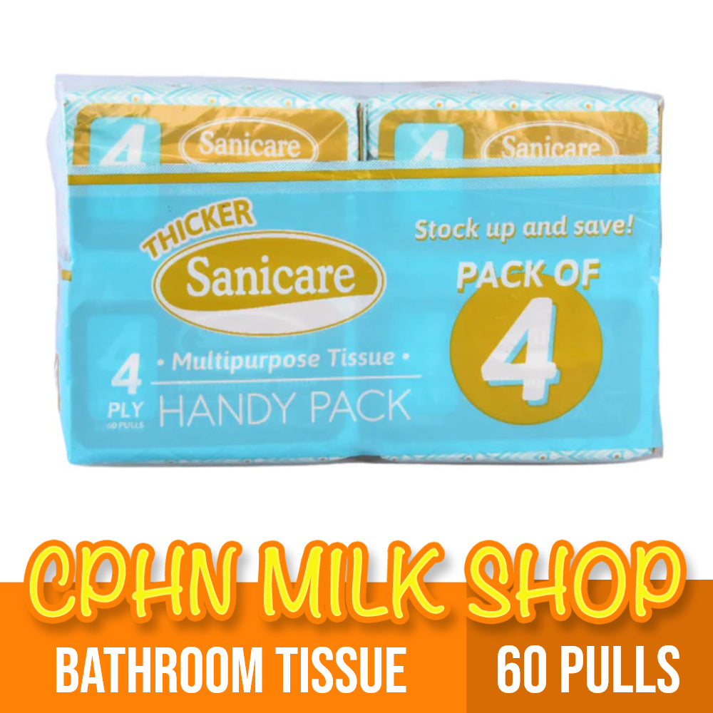 Sanicare Multipurpose Tissue Handy Pack 60-Pulls 4-Ply (Pack of 4)