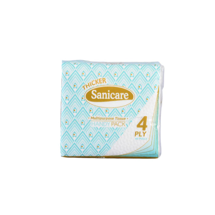 Sanicare Multipurpose Tissue Handy Pack 60-Pulls 4-Ply (Pack of 4)