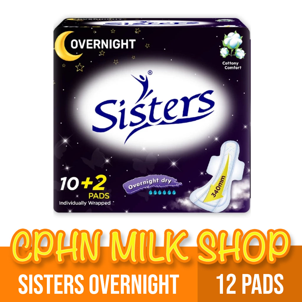 Sisters Sanitary Napkin Perforated Cottony Overnight 12 Pads