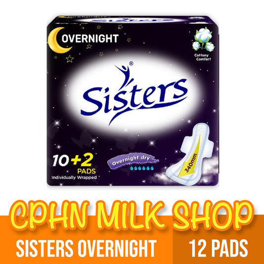Sisters Sanitary Napkin Perforated Cottony Overnight 12 Pads
