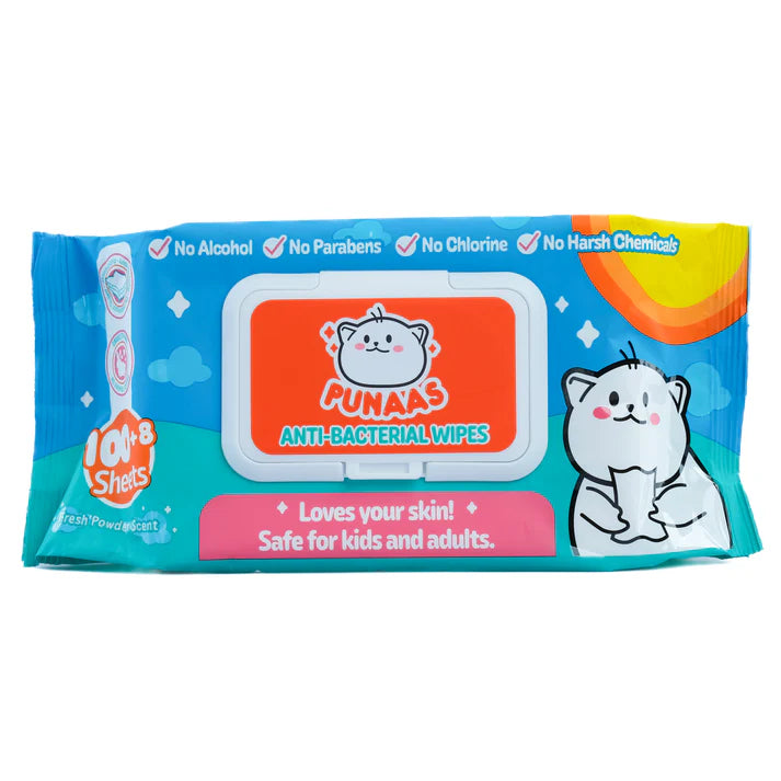 Punaas Anti-Bacterial Wipes Fresh Powder Scent 108 Sheets