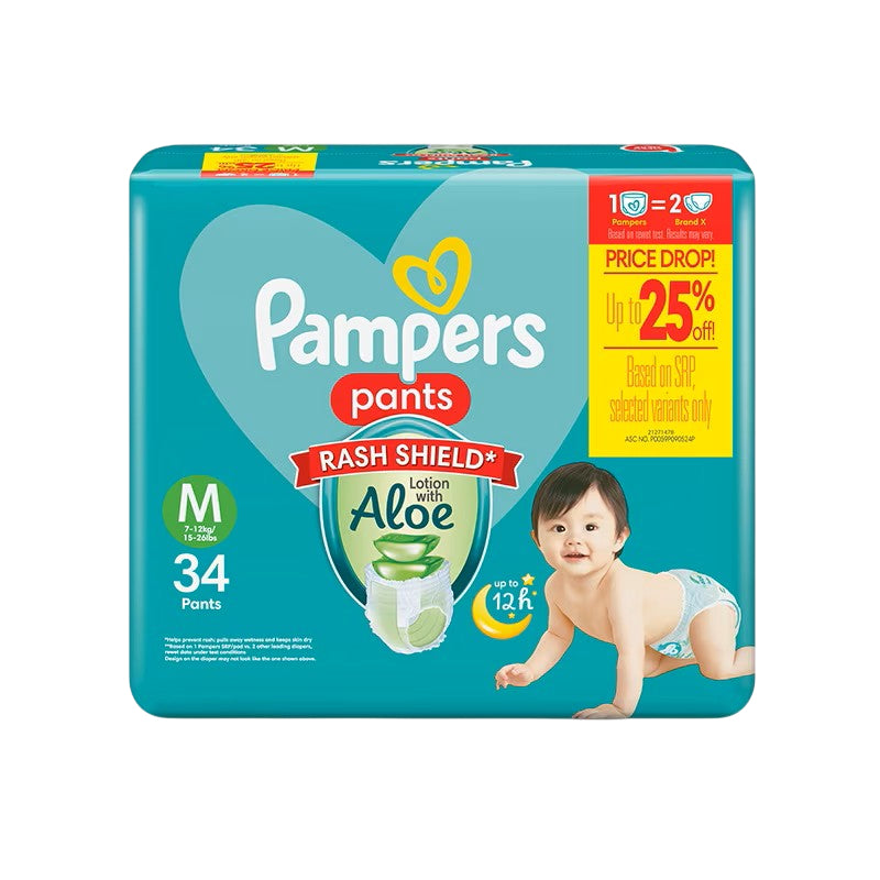 Pampers Baby Dry Pants Diapers with Rash Shield Medium 34