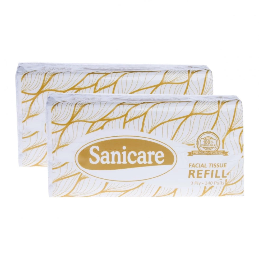 Sanicare Econo Box Facial Tissue Refills 140-Pulls 3-Ply (Twin Pack)