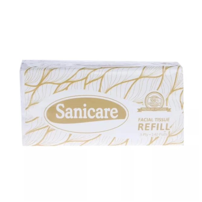 Sanicare Econo Box Facial Tissue Refills 140-Pulls 3-Ply (Twin Pack)