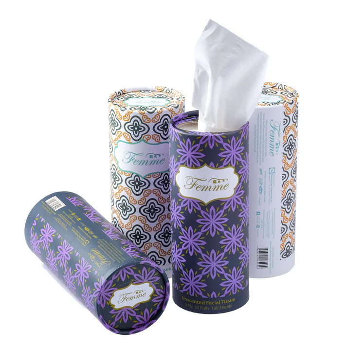 Femme Cylinder Facial Tissue 50-Pulls 2-Ply