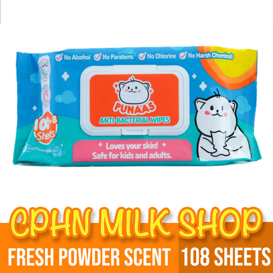 Punaas Anti-Bacterial Wipes Fresh Powder Scent 108 Sheets