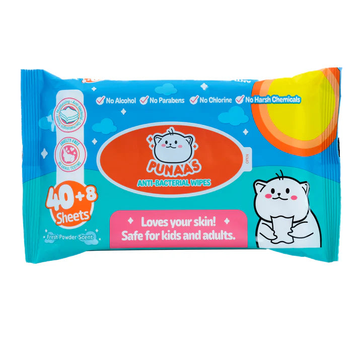 Punaas Anti-Bacterial Wipes Fresh Powder Scent 48 Sheets